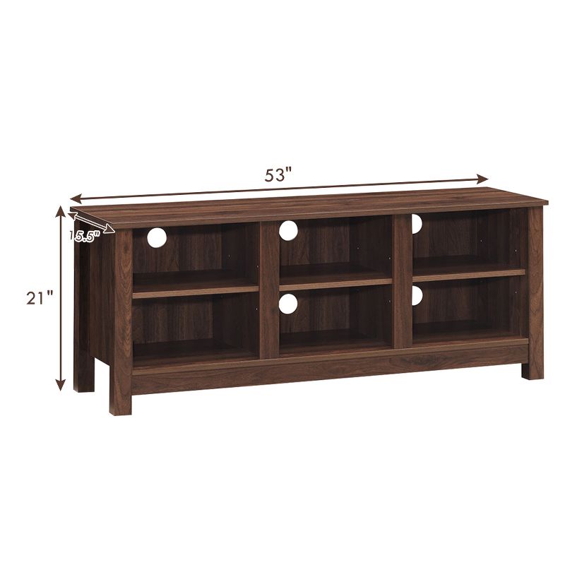 Costway TV Stand Cabinet for TV's Up to 60'' Entertainment Center w/Storage Shelves BlackBrown, 2 of 11