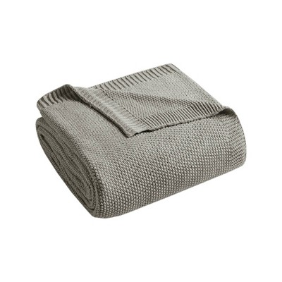 Full/Queen Bree Knit Bed Blanket Charcoal