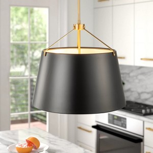 Rennnsan Renethra 19"W 3-Light Dome Glass Modern Dimmable Chandelier in Black - 1 of 4