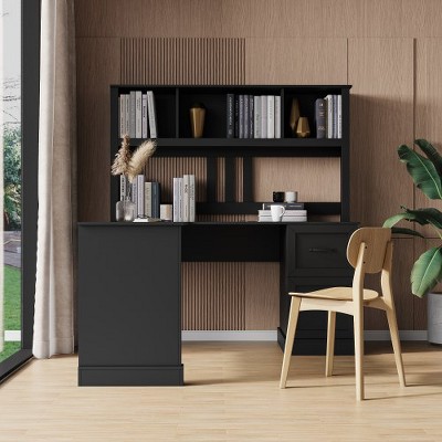 Computer Desk, Home Office Desks With 2 Drawers, 2-tier Open Shelf, Waterproof And Scratch Resistant Modern Corner Desk For Home Office, Bedroom