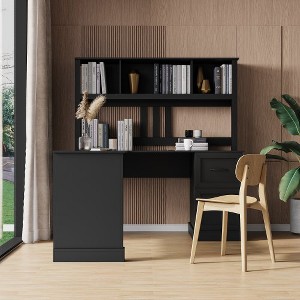 Computer Desk, Home Office Desks With 2 Drawers, 2-tier Open Shelf, Waterproof And Scratch Resistant Modern Corner Desk For Home Office, Bedroom - 1 of 4