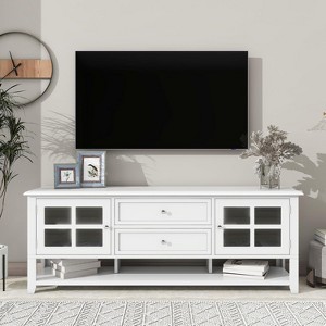 TV Stand for TV Up to 60 Inch TV Cabinet Entertainment Center with Drawers Storage Cabinets for Living Room Bedroom White - 1 of 4