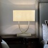 ALOADECOR 2-Light 24'' Modern Elegant Polished Nickel Minimalist Stainless Steel Table Lamp With Ivory Fabric Shade For Entryway Living Room Bedside - 4 of 4