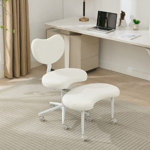 Sapphtopaz Adjustable Office Chair with Wheels, Upholstered Cross Legged Chair with Lumbar Support, Flexible Design Swivel Desk Chair for Office - 1 of 4