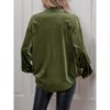 Velvet Shirts for Women Long Sleeve Button Down Shirt Vintage Tops Lapel Blouse Fall Winter Tee with Pocket - 2 of 4