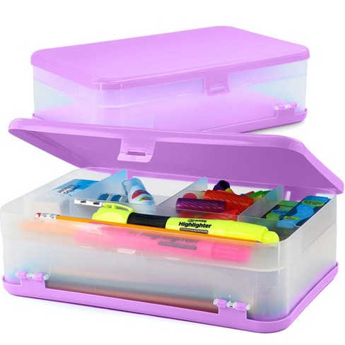 [Juvale] Juvale 4 Pack Clear Plastic Pencil Boxes for Kids, Art Supplies, 4  Assorted Colors, 8.1 x 4.8 x 2.4 in