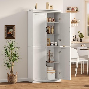 Tall Storage Cabinet, Freestanding Pantry Cabinet with Adjustable Shelves and Doors, 70-Inch Kitchen Cupboard - 1 of 4