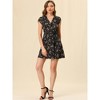 Allegra K Women's Boho Crossover V Neck Petal Sleeves Belted Floral Flowy Dress - 3 of 4