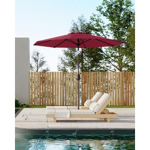 9FT Outdoor Table Patio Umbrella with Button Tilt and Crank Handle for Gardens, Patios, Backyards and Pools - 1 of 4