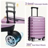 Syemin Luggage Hardshell Luggage Set 3 Piece Durable ABS and PC Travel Suitcase with Spinner Wheels for Men Women, Purple, 19.5"*11.3"*29.4" - 4 of 4