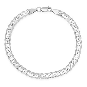 Mens 8.5" Sterling Silver Italian Miami Cuban Curb Chain Bracelet - 1 of 2