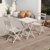 VYNXARIA 3 Piece Patio Bistro Set of Foldable Square Table and Chairs, White - 2 of 4