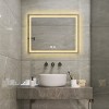 Single Bathroom Vanity Mirror With Polished Crystal Frame, LED Light Anti-Fog Wall Mirror For Vertical Or Horizontal-The Pop Home - 2 of 4