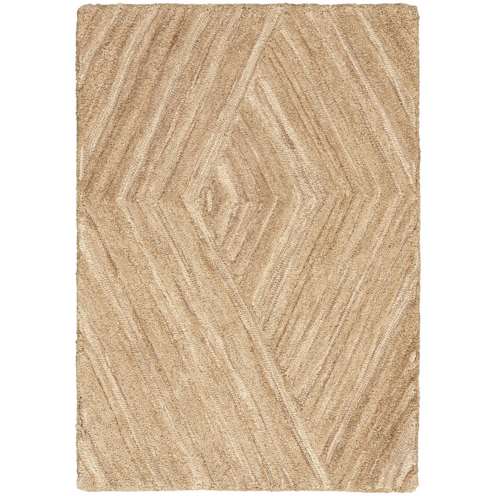 Photos - Area Rug Nourison 3'9"x5'9" Modern Wool Geometric Handtufted  Taupe: Modern Medium Pile for Living Room & Bedroom 