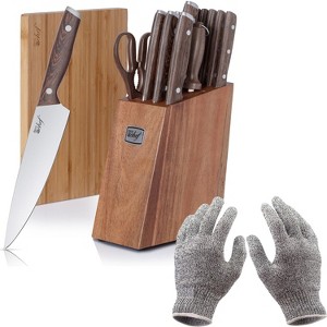 Deco Chef 16 Piece Kitchen Knife Set with Shears, Cutting Board with Cut Resistant Gloves - 1 of 4
