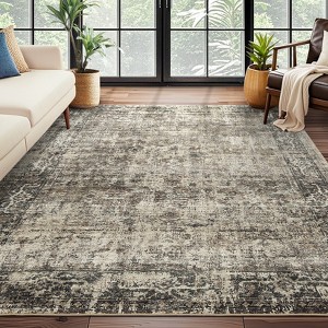 Soft Boho Vintage Low Pile Washable Large Indoor Area Rug for Living Room Bedroom Dining Room - 1 of 4