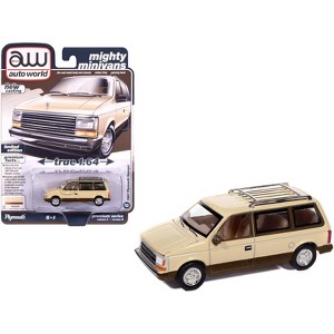 1987 Plymouth Voyager Van Light Cream and Golden Bronze Metallic 2-Tone 1/64 Diecast Model Cars by Auto World - 1 of 4