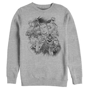 Men's Justice League Hero Sketch Collage Sweatshirt - 1 of 3