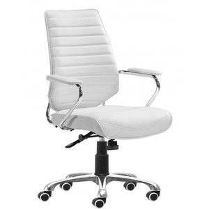 Low Back Office Chair 37.4–40.6"H White – Faux Leather Upholstery & Chromed Steel Frame, Adjustable Swivel Office Chair By Zuo Modern - 1 of 4