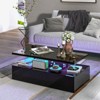 Tangkula LED Coffee Table Modern High Gloss Coffee Table w/ 20-Color LED Lights Adjustable Speed Brightness & Remote Control White/Black - 2 of 4