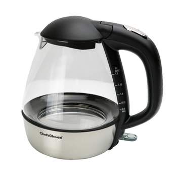 MasterChef Glass Electric Tea Kettle with Automatic Shut Off for Boiling  Water, Removable Water Filter, Boil Dry Protection & LED Indicator Light,  BPA