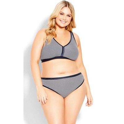 Avenue Women's Plus Size Cotton Stripe Thong