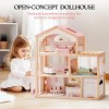 ROBOTIME Dollhouses Wooden Doll House, Toy Furniture Set, Toddler Doll House for 3 Year Old, Kids Doll House ,Girls Gifts, Pink, 11.6"*31.5"*27.4" - 4 of 4
