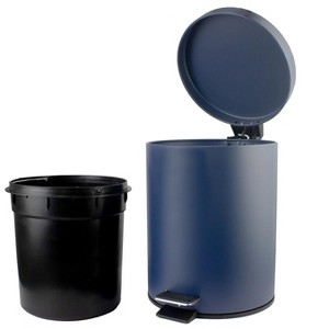 Home Mart Goods 10" Tall Matte Navy Step Garbage Can with Removable Inner Bucket, Soft-Close Metal Waste Basket with Foot Pedal - 1 of 4