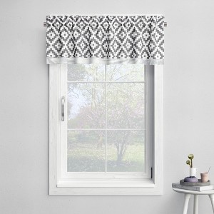 Bacati - Rod Pocket Window Valance Aztec Love Grey Silver - 1 of 4