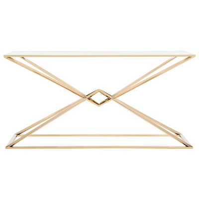 Fiorella Glass Top Console Table Brass - Safavieh