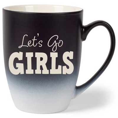 100 North Black and White Two Toned Ombre, 10 Ounce, Comfortably Fits Your Hands, Ceramic Tea Coffee Cup Mug, Let's Go Girls