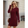 Women's Pullover Casual v-Neck Dress Rib Knit Thick Sweater Dress Winter Short Mini Dress - 3 of 4