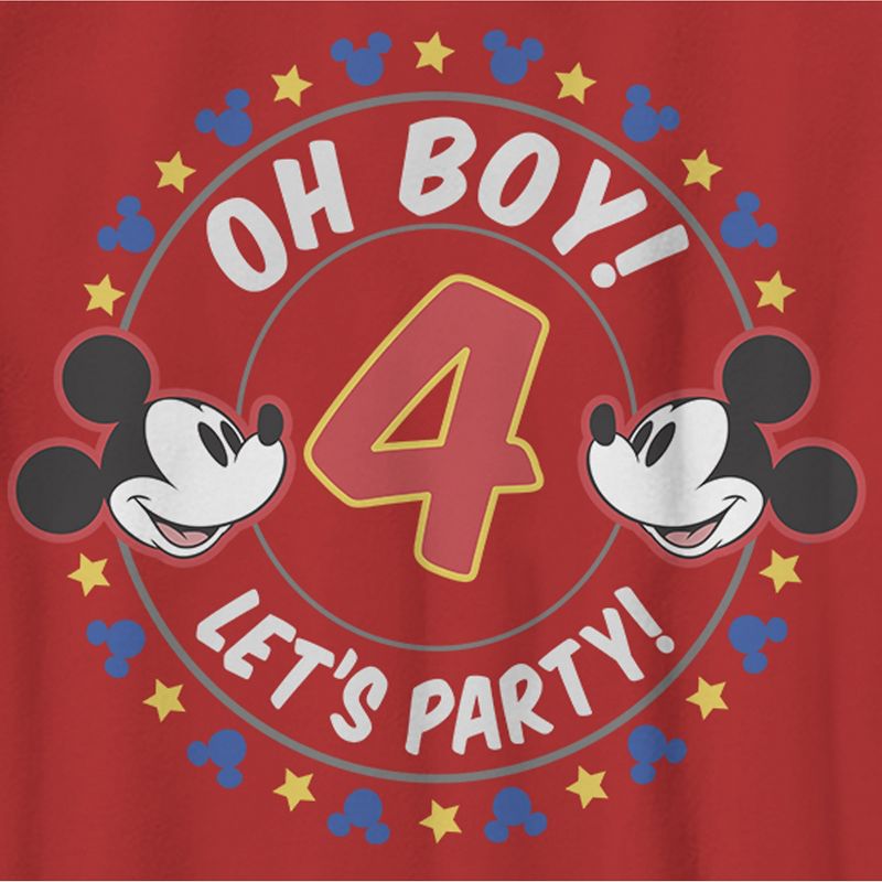 Boy's Mickey & Friends 4th Birthday Oh Boy Let's Party Mickey T-Shirt, 2 of 5
