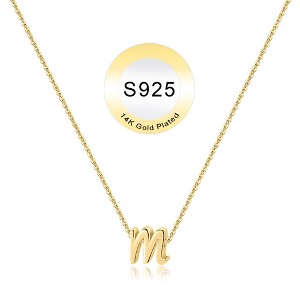 Turandoss S925 Sterling Silver Initial Necklace for Women Girls, Dainty 18K Gold Letter Necklace, Gold Jewelry for Women, Gifts for Girls, 16+3Inches - 1 of 4