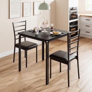 Jojoka 3-Piece Dining Table Set for 2 -  Metal Frame Wood Table Top& 2 upholstery Chairs for Small Space Kitchen, Breakfast Nook or Dining Room - 1 of 4