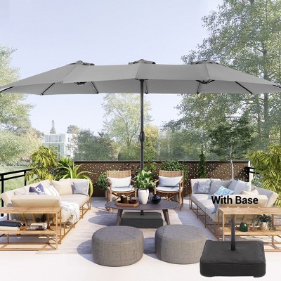 Sonkuki 15×9FT Patio Market Umbrella with Extra Large Base and Sand Bags