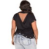 Poetic Justice Curvy Women's V-Back Cut Out Gold Grommets T-Shirt - 3 of 4