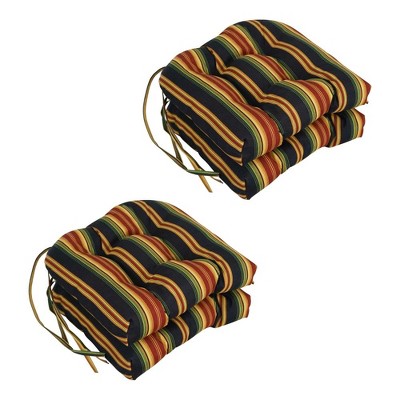 Blazing Needles, 16-inch Spun Polyester Patterned Outdoor U-shaped Tufted Chair Cushions (Set of 4)