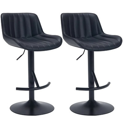 Black Adjustable Swivel Light Luxury Premium Bar Stools for Kitchen Counter and Dining Room, Set of 2