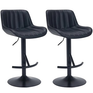 Black Adjustable Swivel Light Luxury Premium Bar Stools for Kitchen Counter and Dining Room, Set of 2 - 1 of 4