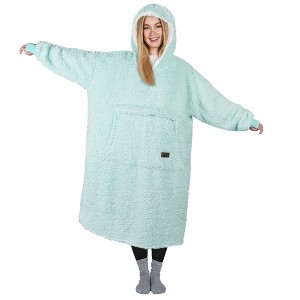 Ultra Long Fleece Blanket Hoodie Sweatshirt for Mens Womens, Full Body Warm Fuzzy Cozy Lounging Pullover, Adult Wearable Blanket, Gift - Catalonia - 1 of 4