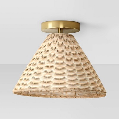 Rattan Fixed Ceiling Light Brass - Threshold™