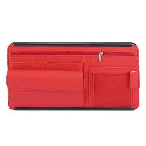 Unique Bargains ABS PU Leather Sunglasses Storage Car Sun Visor Organizer - 1 of 4