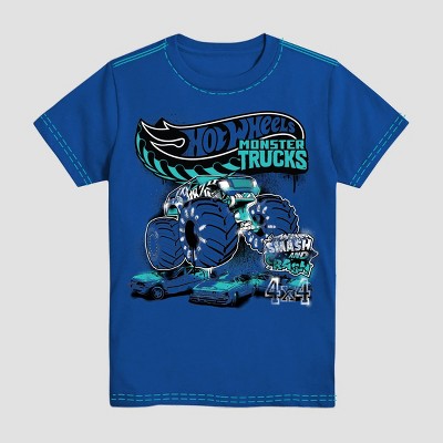 Boys' Hot Wheels Monster Truck Short Sleeve Graphic T-Shirt - Blue