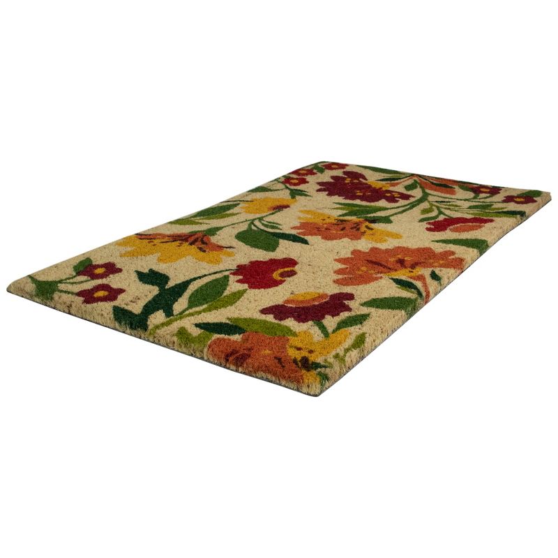 Northlight Natural Coir Autumn Floral and Foliage Door Mat 18" x 30" - Red, Orange, Yellow, 2 of 3