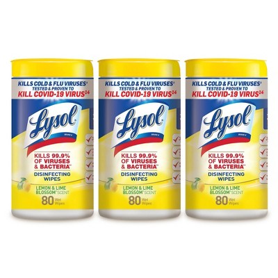 Lysol Disinfecting Wipes - Lemon and Lime Blossom - 80ct/3pk - Bundle