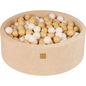 MeowBaby 35 by 11.5 Inches Soft Round Foam Ball Pit with 200 Full Foam, 2.75 Inch Balls & Zippered Covered, Ecru: White/Beige - 1 of 4