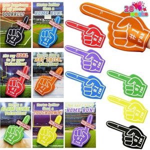 Joyfy 28 Packs Valentines Day Foam Fingers with Cards for Kids, Valentine Party Favor, Valentine’s Greeting Cards, Classroom Exchange Gift for Kids - 1 of 4