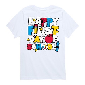 Boys' - Instant Message - Happy First Day Of School Short Sleeve Graphic T-Shirt - 1 of 4