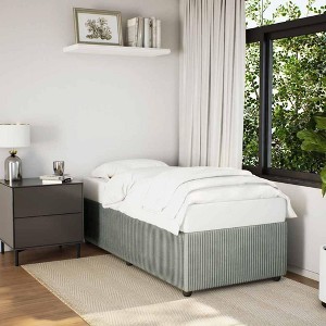 vidaXL Velvet upholstered Twin XL Bed Frame - Light Gray - slats for Support - Modern Style - Assembly Required - 1 of 4